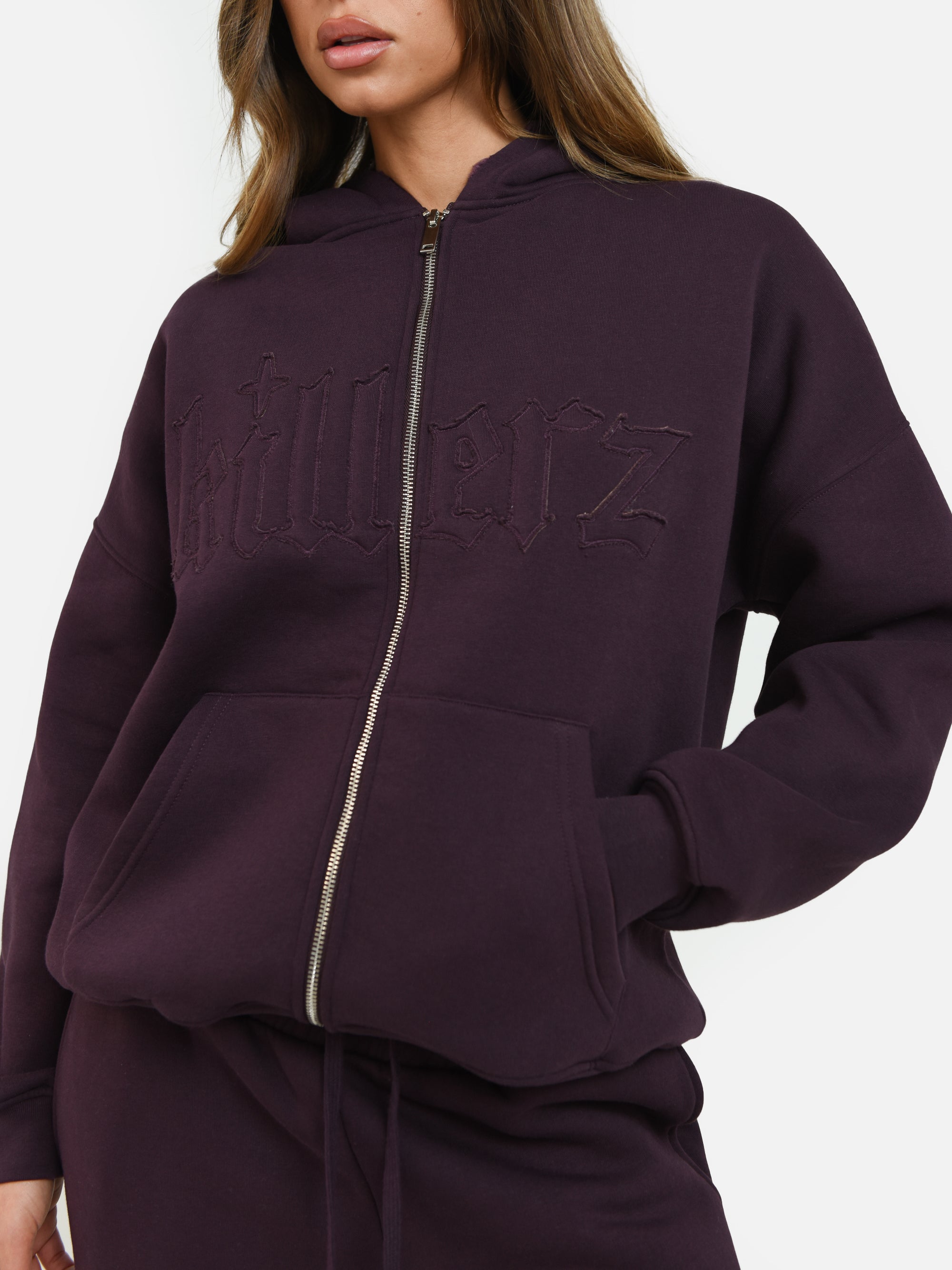 GRAPE APPLIQUÉ ZIP UP HOODIE