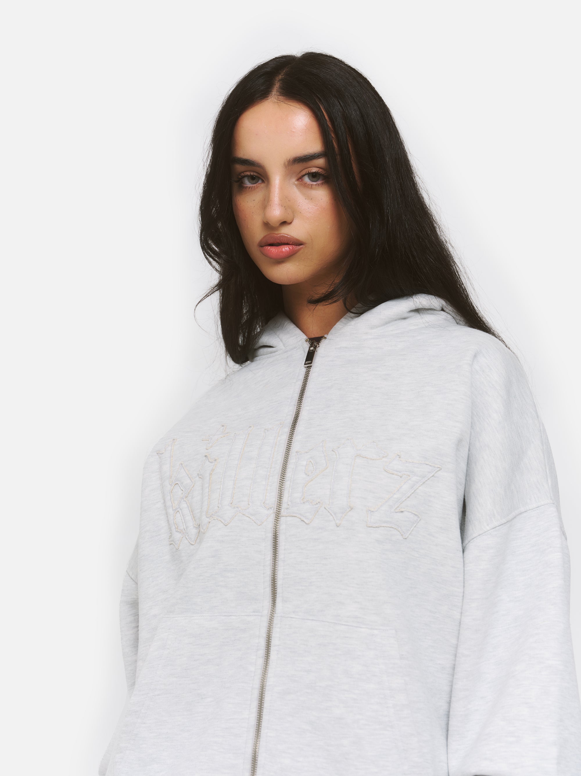 APPLIQUÉ ZIP UP HOODIE